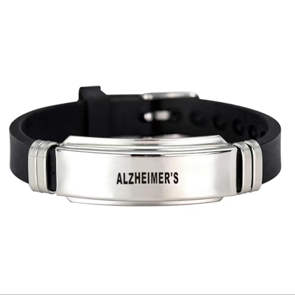 Jewelry - 🔴 CLEARANCE🔖NWT 🏥 STAINLESS STEEL/BLACK EMERGENCY “ALZHEIMERS” MEDICAL BRACELET